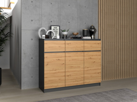 Komoda 3D3S 120x40xH97 antracyt/artisan - Galeria zdjęcie 5