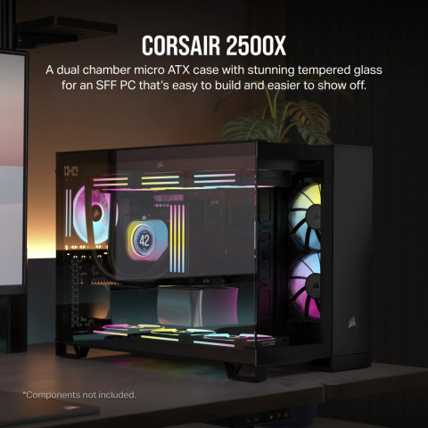 2500X Tempered Glass mATX Mid-Tower, Black - Galeria zdjęcie 2
