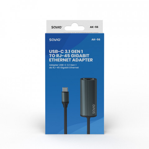 SAVIO AK-56 ADAPTER USB-C 3.1 GEN 1 DO RJ-45 - Galeria zdjęcie 4