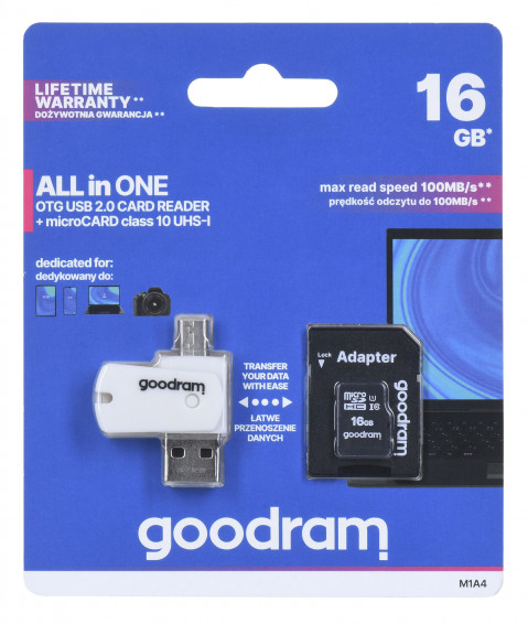 GOODRAM ALL IN ONE microSDHC 16GB Class 10+Czyt.kar - Galeria zdjęcie 1
