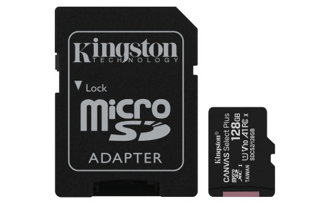 Karta pamięci z adapterem Kingston Canvas Select Plus SDCS2/128GB (128GB; Class 10, Class U1, V10; + adapter) - Galeria zdjęcie 1
