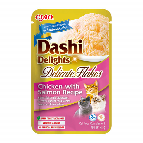 INABA CAT Dashi Delights Delicate Flakes Chicken with Salmon - przysmak dla kota - 4x40g + GRATIS - Galeria zdjęcie 4