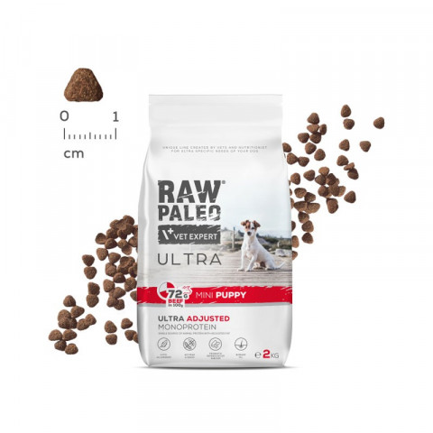 VET EXPERT Raw Paleo Ultra Mini Puppy Wołowina - sucha karma dla szczeniąt małych ras - 2kg - Galeria zdjęcie 1