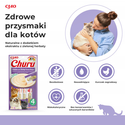 INABA Churu Kurczak z krewetkami - przysmak dla kota - 4x14 g - Galeria zdjęcie 2