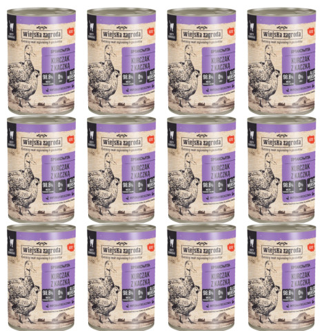 WIEJSKA ZAGRODA Kurczak z kaczką - mokra karma dla kota - 12x400g - Galeria zdjęcie 1