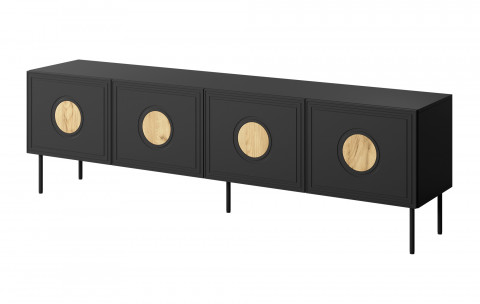 Szafka RTV PALAZZO 200x42x60 czarny + dąb craft - Galeria zdjęcie 1