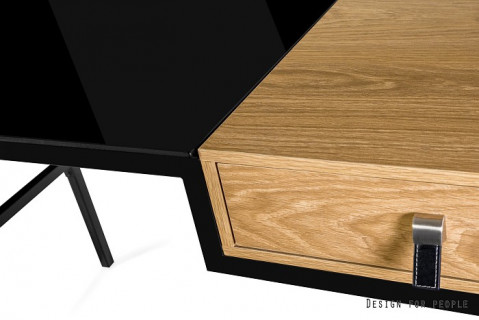 Biurko z szufladą 120x60 LESTE czarny/dąb - Galeria zdjęcie 2