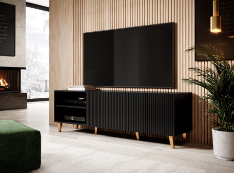 Szafka RTV PAFOS 150x40x52 czarny mat - Galeria zdjęcie 3
