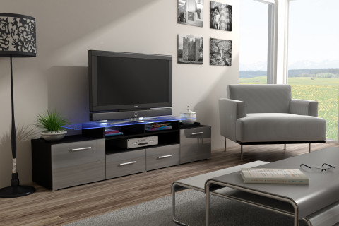 Szafka RTV EVORA 200 czarny/szary połysk - Galeria zdjęcie 1