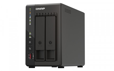 Qnap TS-253E-8G, Tower, 2 x 2.5"/3.5" SATA, Intel Celeron J6412 4C/4T, 8 GB DDR4 onboard not expandable, 2 x 2.5GbE, External adapter (PSU) - Galeria zdjęcie 1