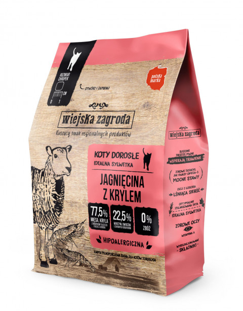 WIEJSKA ZAGRODA Jagnięcina z krylem - sucha karma dla kota - 400g - Galeria zdjęcie 1