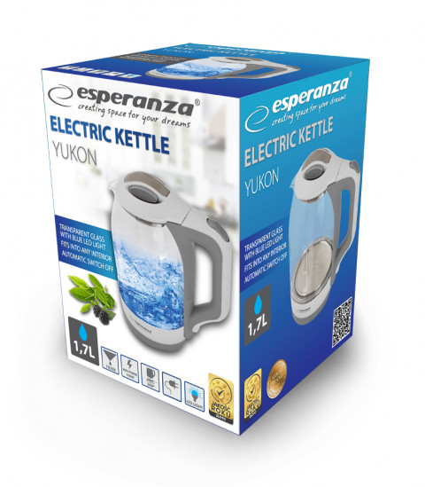ESPERANZA CZAJNIK ELEKTRYCZNY SZKLANY 1.7 L BIAŁY - Galeria zdjęcie 3