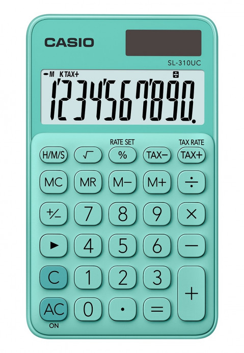 CASIO Kalkulator kieszonkowy SL-310UC-GN BOX, 10-cyfrowy, 70x118mm, kartonik, zielony - Galeria zdjęcie 1