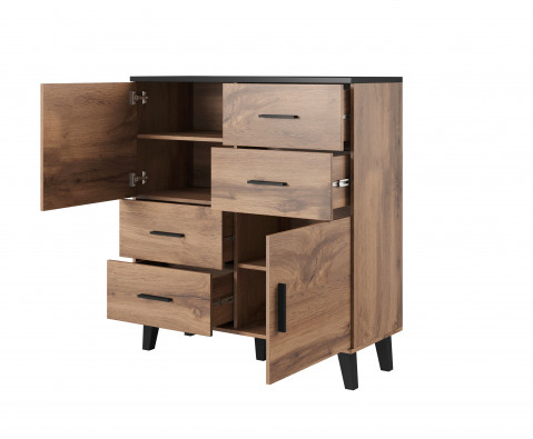 Komoda LOTTA 110 2D4S wotan + czarny mat - Galeria zdjęcie 2