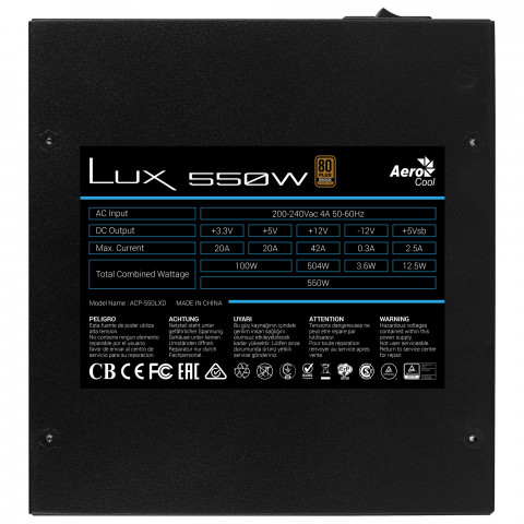 ZASILACZ AEROCOOL PGS LUX 550W 80+ Bronze - Galeria zdjęcie 4