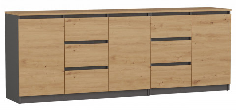 Komoda COSTA 1D3S+2D3S antracyt/artisan - Galeria zdjęcie 1