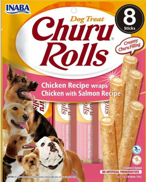 INABA Churu Rolls Kurczak z łososiem - przysmak dla psa - 8x12g - Galeria zdjęcie 1