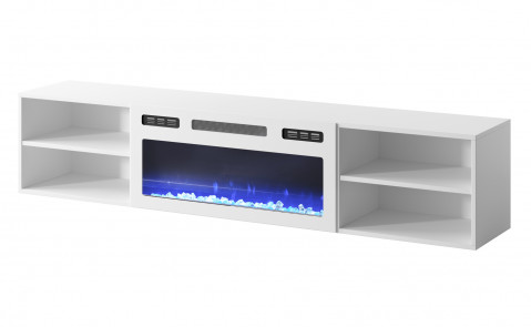 Szafka RTV POLO 180x33x39 biały + kominek biały - Galeria zdjęcie 2