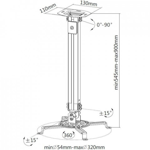 TECHLY UCHWYT SUFITOWY DO PROJEKTORA 54-90CM 13,5K - Galeria zdjęcie 3
