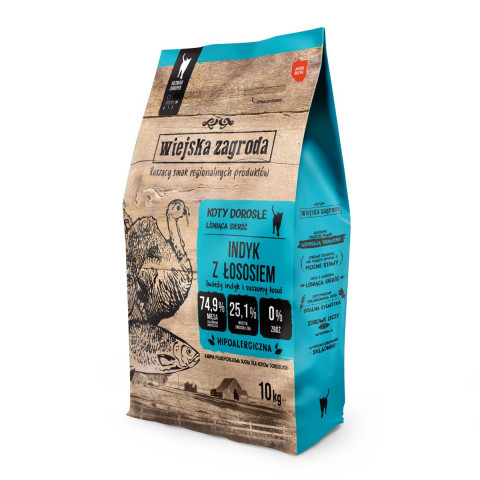 WIEJSKA ZAGRODA Indyk z łososiem - sucha karma dla kota - 2x10kg - Galeria zdjęcie 3