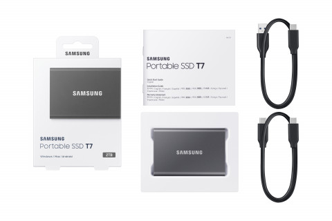 Dysk zewnętrzny SSD Samsung T7 (2TB; USB 3.2; szary; MU-PC2T0T/WW) - Galeria zdjęcie 5
