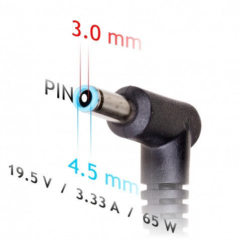 AKYGA ZASILACZ DO NOTEBOOKA HP 19.5V 3.33A 65W 4.5*3.0 PIN AK-ND-25 - Galeria zdjęcie 3