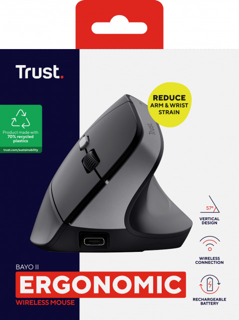 Mysz TRUST BAYO II ERGONOMIC WIRELESS MOUSE BLK (25145) - Galeria zdjęcie 9