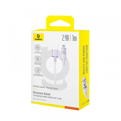 Kabel Baseus Gem 2.4A 1m (fioletowy) - Galeria zdjęcie 6