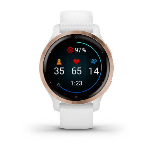 Zegarek Garmin Venu 2S (40 mm) Rose Gold Stainless Steel Bezel / White Case / Silicone Band - Galeria zdjęcie 1