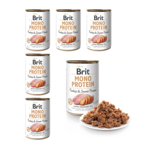 Brit Mono Protein Turkey & Sweet Potato - Indyk z batatem - mokra karma dla psa - 6x400 g - Galeria zdjęcie 1