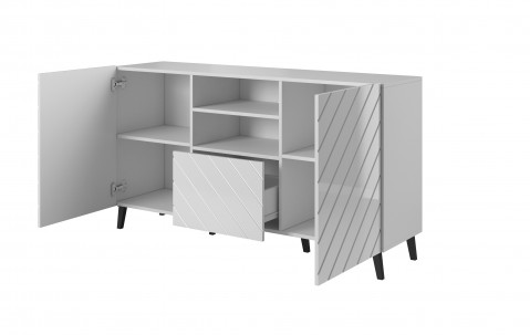 Komoda ABETO 150x42x82 biały/biały połysk - Galeria zdjęcie 2
