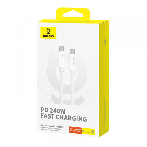Kabel Baseus Superior Typ C-Typ C 240W 1m (biały) - Galeria zdjęcie 6
