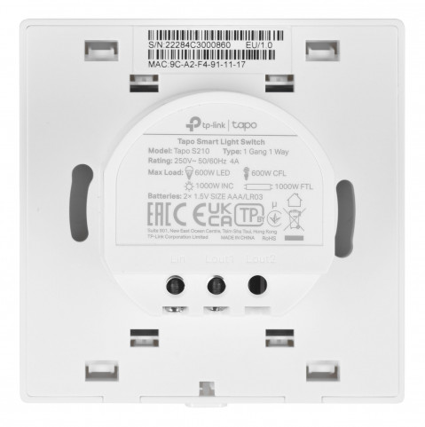 TP-Link Tapo S210 WYŁĄCZNIK światła Smart Wifi (jednobiegunowy, pojedynczy, biały) - Galeria zdjęcie 7
