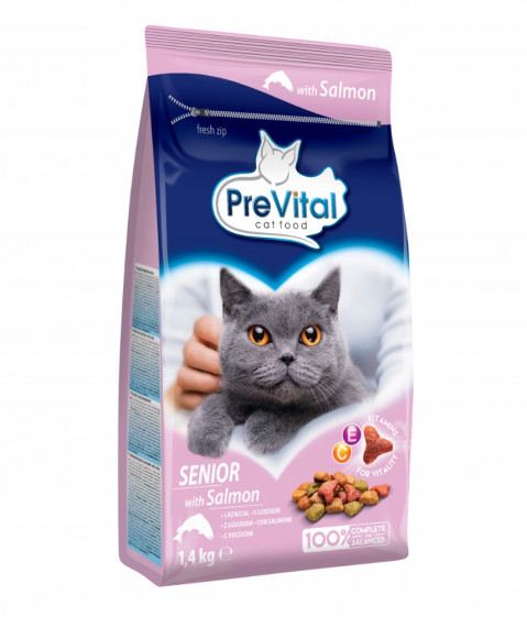 PREVITAL Senior Łosoś - sucha karma dla kota - 1,4kg - Galeria zdjęcie 1