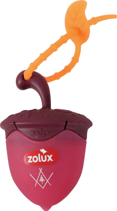 ZOLUX Bivouak Świecąca zawieszka do obroży Orzech LED USB czerwona - 6x4x3cm - Galeria zdjęcie 3
