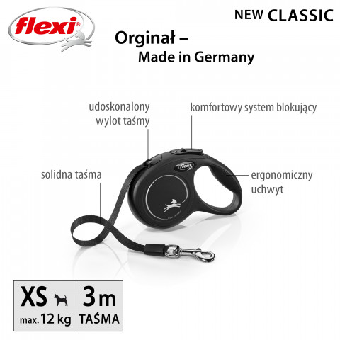 FLEXI New Classic Cat XS czarny - automatyczna smycz dla kota - 3m - Galeria zdjęcie 2