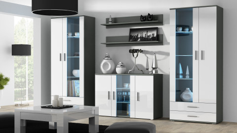 Witryna SOHO S6 2D2S szary/ biały połysk - Galeria zdjęcie 5