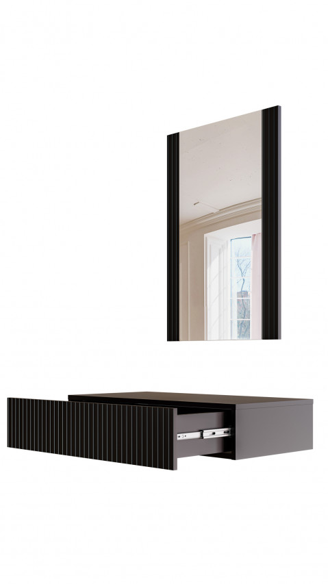 Toaletka z lustrem PAFOS 80x41,6x100 czarny mat - Galeria zdjęcie 3
