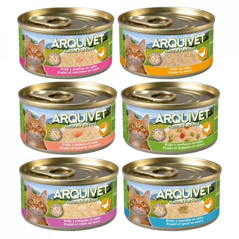 ARQUIVET kurczak w sosie MIX SMAKÓW - mokra karma dla kota - 6x80g - Galeria zdjęcie 1