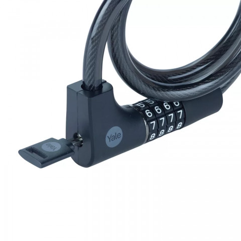 Linka rowerowa stalowa z zamkiem szyfrowym i kluczem 12x1000mm Yale Essential Security Combination & Key Cable Lock - Galeria zdjęcie 2