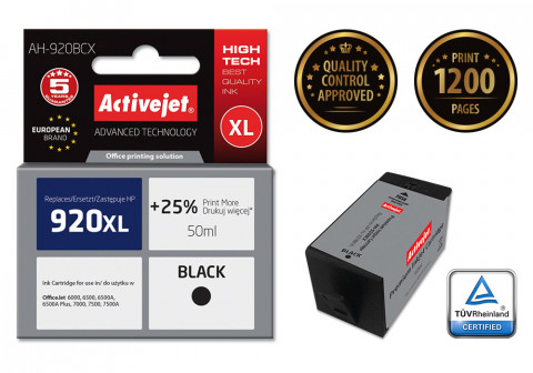 Activejet AH-920BCX Tusz do drukarki HP, Zamiennik HP 920XL CD975AE; Premium; 50 ml; czarny. Drukuje więcej o 25%. - Galeria zdjęcie 2