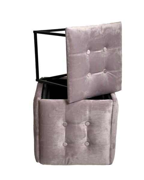 Puf-transformator 5w1 - 5 taboretów w 1 pufie pudrowy róż velvet 2269 - Galeria zdjęcie 1