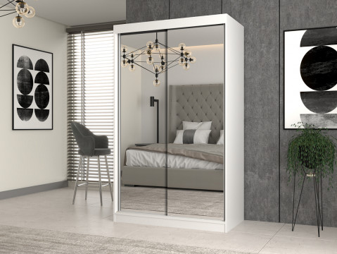 Szafa z drzwiami przesuwnymi z 2 lustrami IGA 120x61xH200 biel - Galeria zdjęcie 3