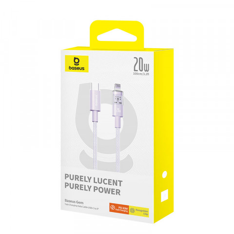 Kabel Baseus Gem USB C-IP 20W 1m (fioletowy) - Galeria zdjęcie 5