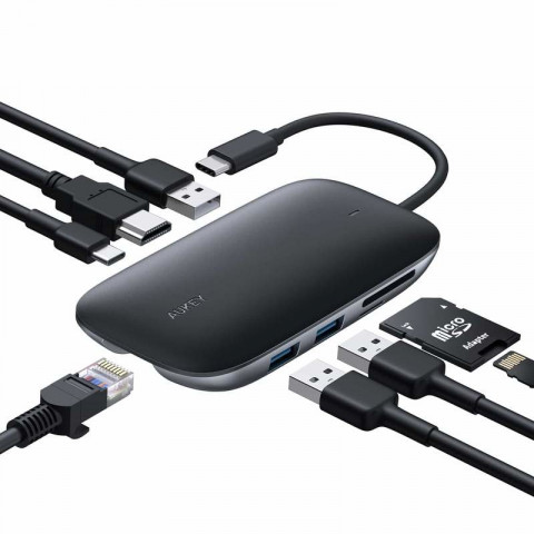 AUKEY HUB USB C CB-C71 8W1 RJ45 HDMI 4K PD 100W - Galeria zdjęcie 1