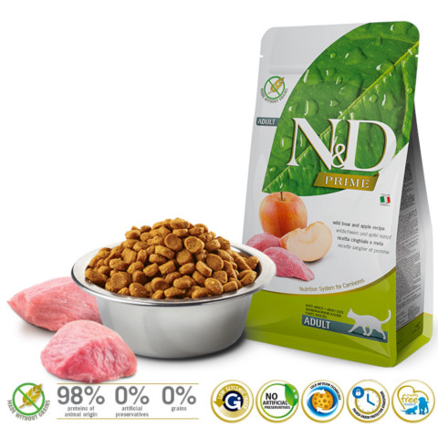FARMINA N&D Prime Boar & Apple Adult - sucha karma dla kota - 5kg - Galeria zdjęcie 2