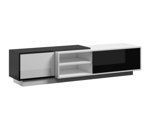 Szafka RTV SIGMA1 180 biały/czarny połysk - Galeria zdjęcie 3