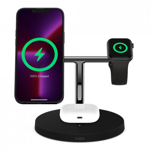 Ładowarka bezprzewodowa Belkin BoostCharge Pro 3-in-1 Wireless Charger with Official MagSafe Charging iPhone/Apple Watch/AirPods 15W Black - Galeria zdjęcie 6