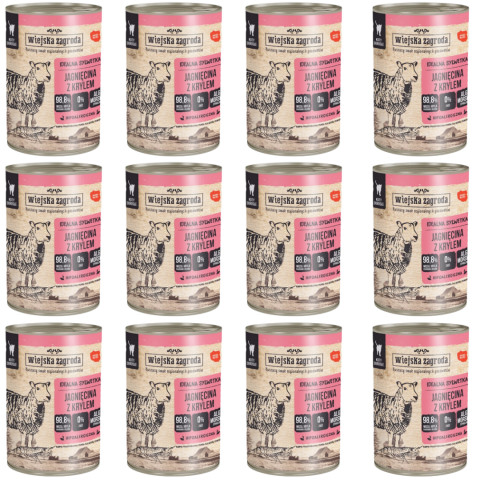 WIEJSKA ZAGRODA Jagnięcina z krylem - mokra karma dla kota - 12x400g - Galeria zdjęcie 1