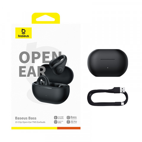 Słuchawki powietrzne Baseus 15 Clip Open-Ear czarny - Galeria zdjęcie 8